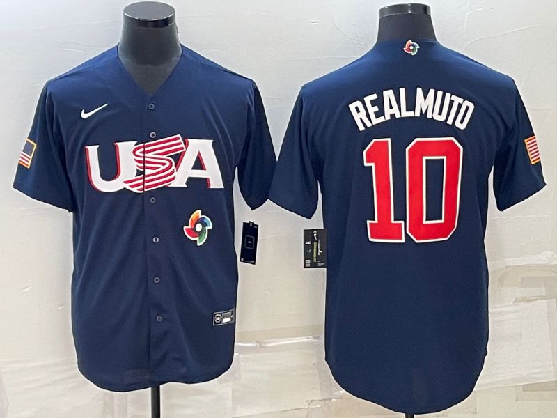 Men 2023 World Cub USA #10 Realmuto Blue Nike MLB Jersey5->more jerseys->MLB Jersey